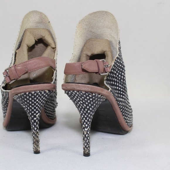 BALENCIAGA Snakeskin Open Toe Slinback Heels Sz US 7.5/ EU 37.5 - Picture 4 of 8